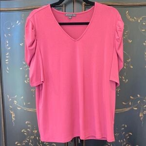 Adrianna Papell Fuchsia V-Neck Short Sleeve Top size XL